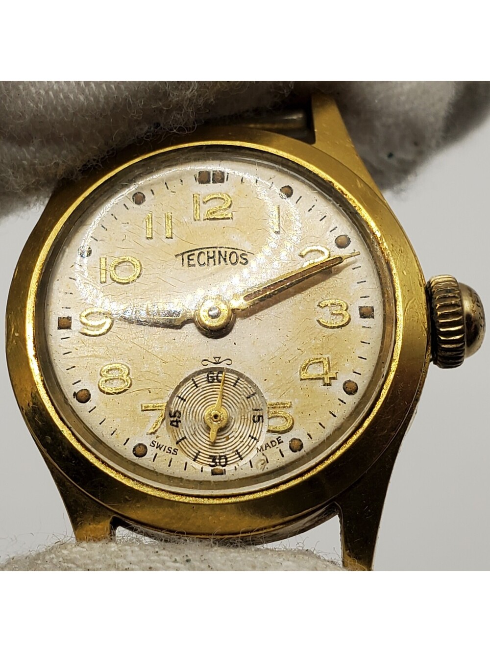 Vintage Technos Gold Filled 20 Microns Sub Dial Mechanical Watch Women Running - Picture 11 of 12